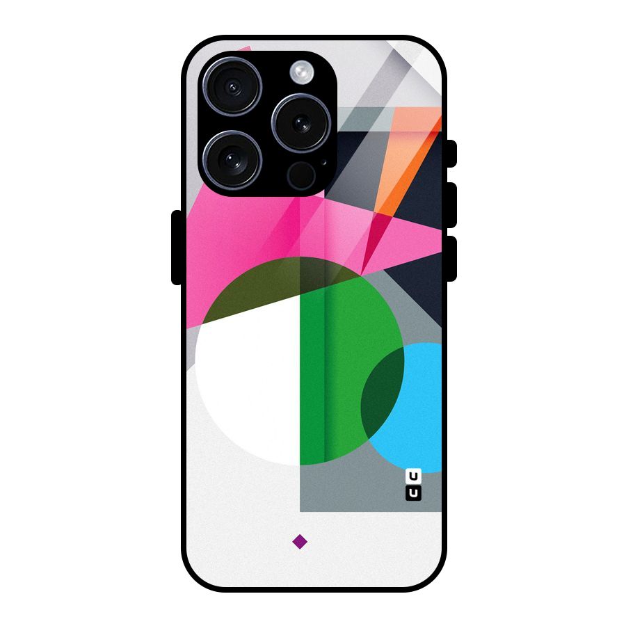 Polygons Cute Pattern Glass Back Case for iPhone 15 Pro