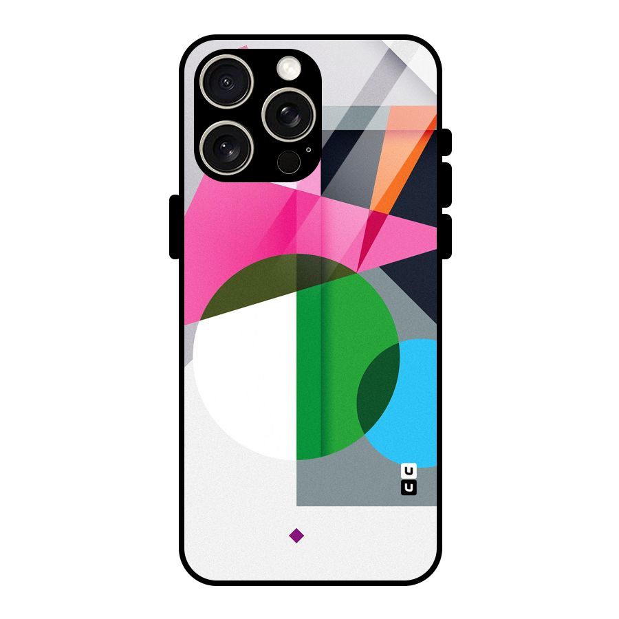 Polygons Cute Pattern Glass Back Case for iPhone 15 Pro Max