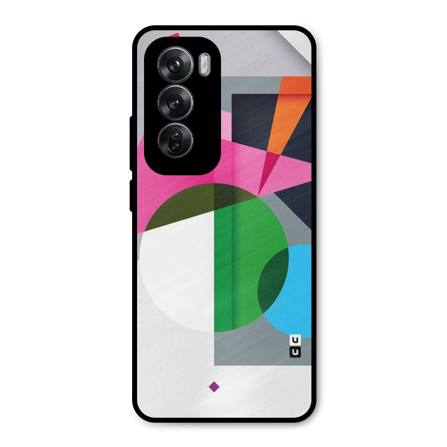 Polygons Cute Pattern Metal Back Case for Oppo Reno12 Pro