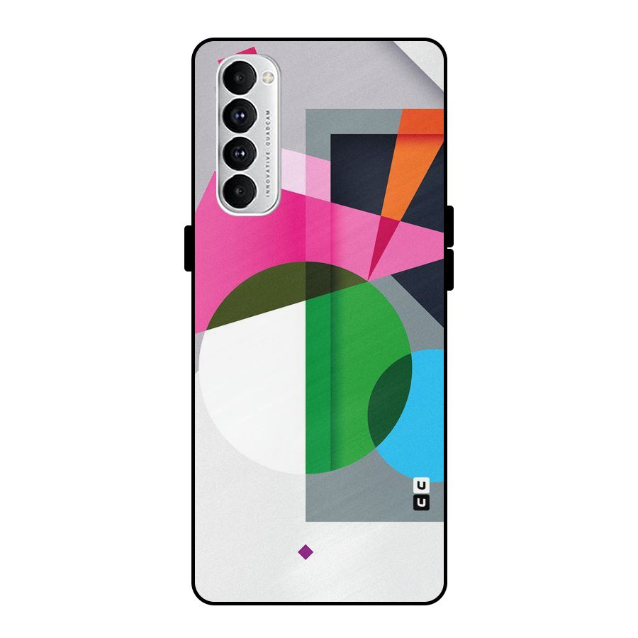 Polygons Cute Pattern Metal Back Case for Oppo Reno4 Pro
