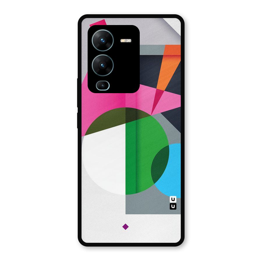 Polygons Cute Pattern Metal Back Case for Vivo V25 Pro