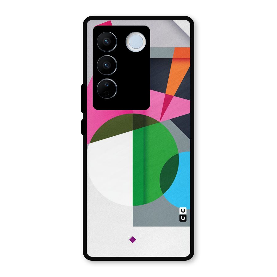 Polygons Cute Pattern Metal Back Case for Vivo V27 Pro