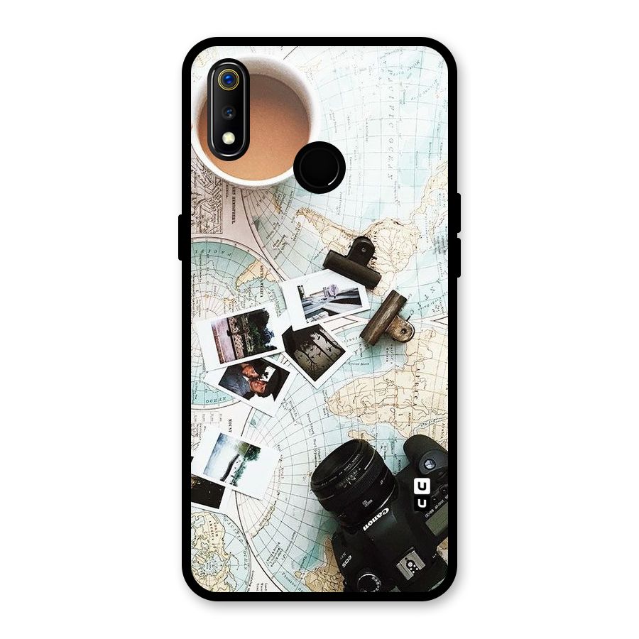 Post Stamps Travel Glass Back Case for Realme 3i