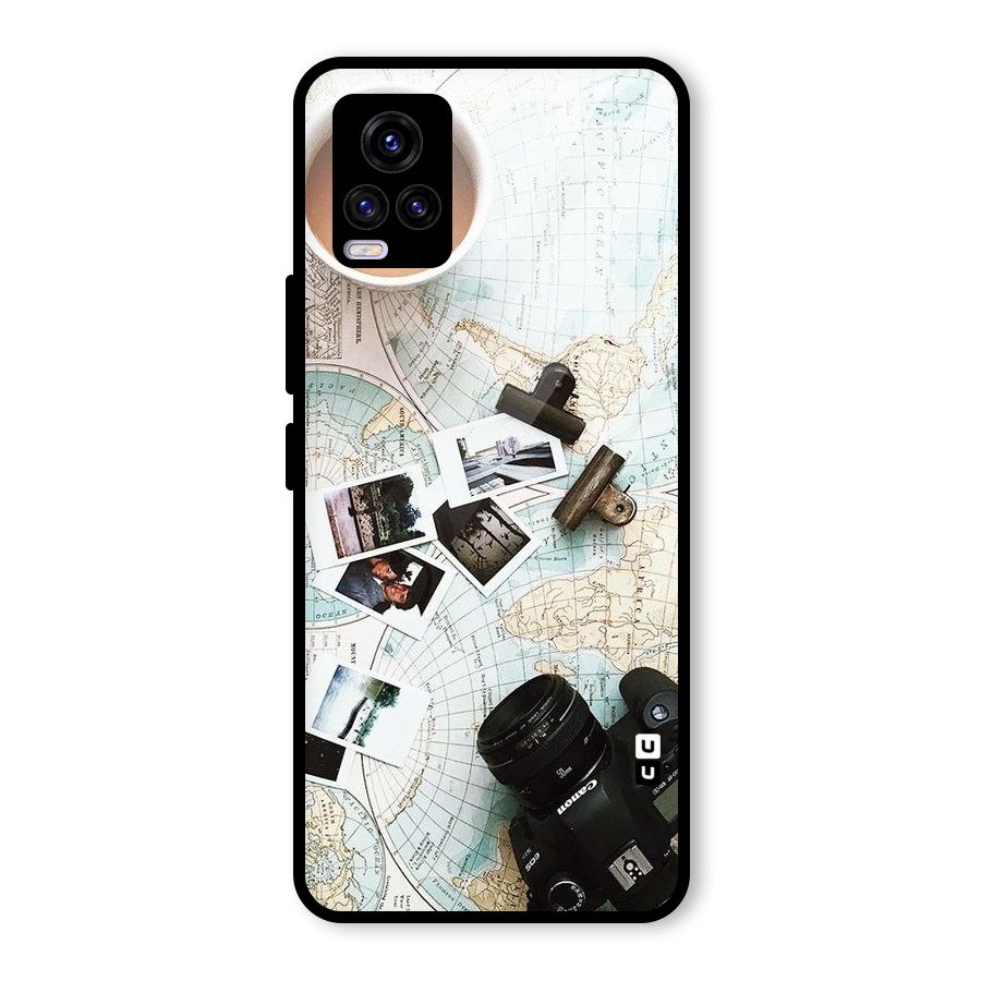 Post Stamps Travel Glass Back Case for Vivo V20 2021