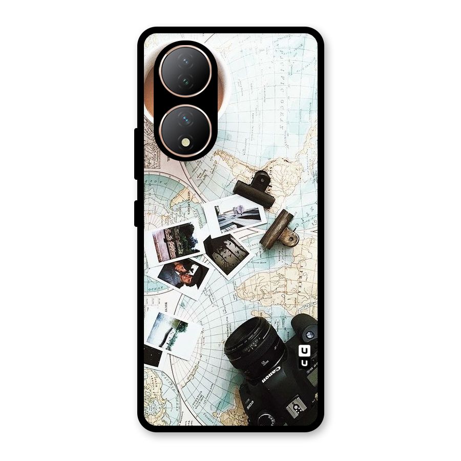 Post Stamps Travel Glass Back Case for Vivo Y100