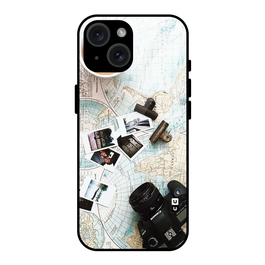 Post Stamps Travel Glass Back Case for iPhone 15