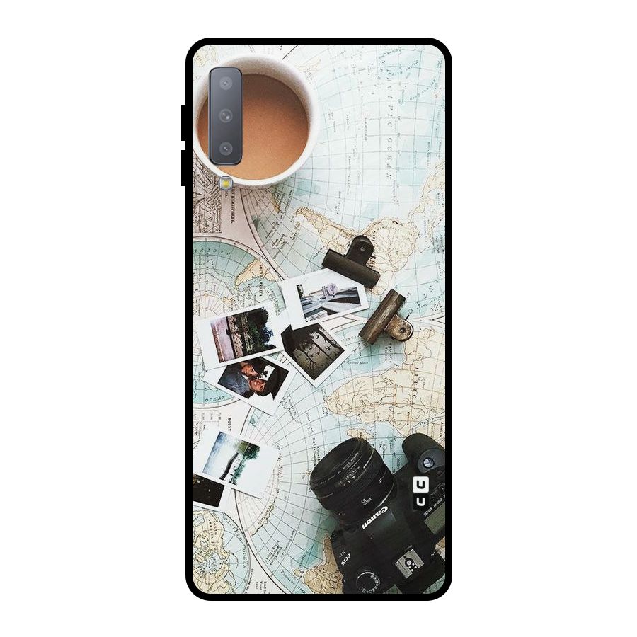 Post Stamps Travel Metal Back Case for Galaxy A7 (2018)