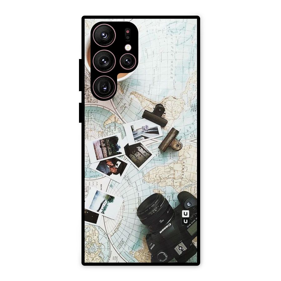 Post Stamps Travel Metal Back Case for Galaxy S22 Ultra 5G