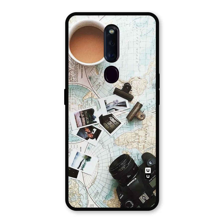Post Stamps Travel Metal Back Case for Oppo F11 Pro