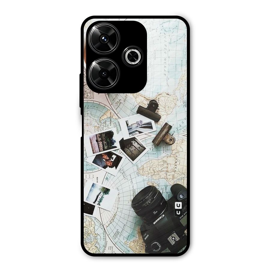 Post Stamps Travel Metal Back Case for Poco M6 Plus