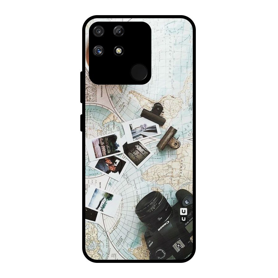Post Stamps Travel Metal Back Case for Realme Narzo 50A
