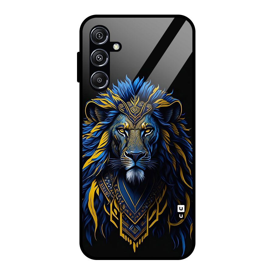 Premium Lion Abstract Portrait Art Glass Back Case for Galaxy M34 5G