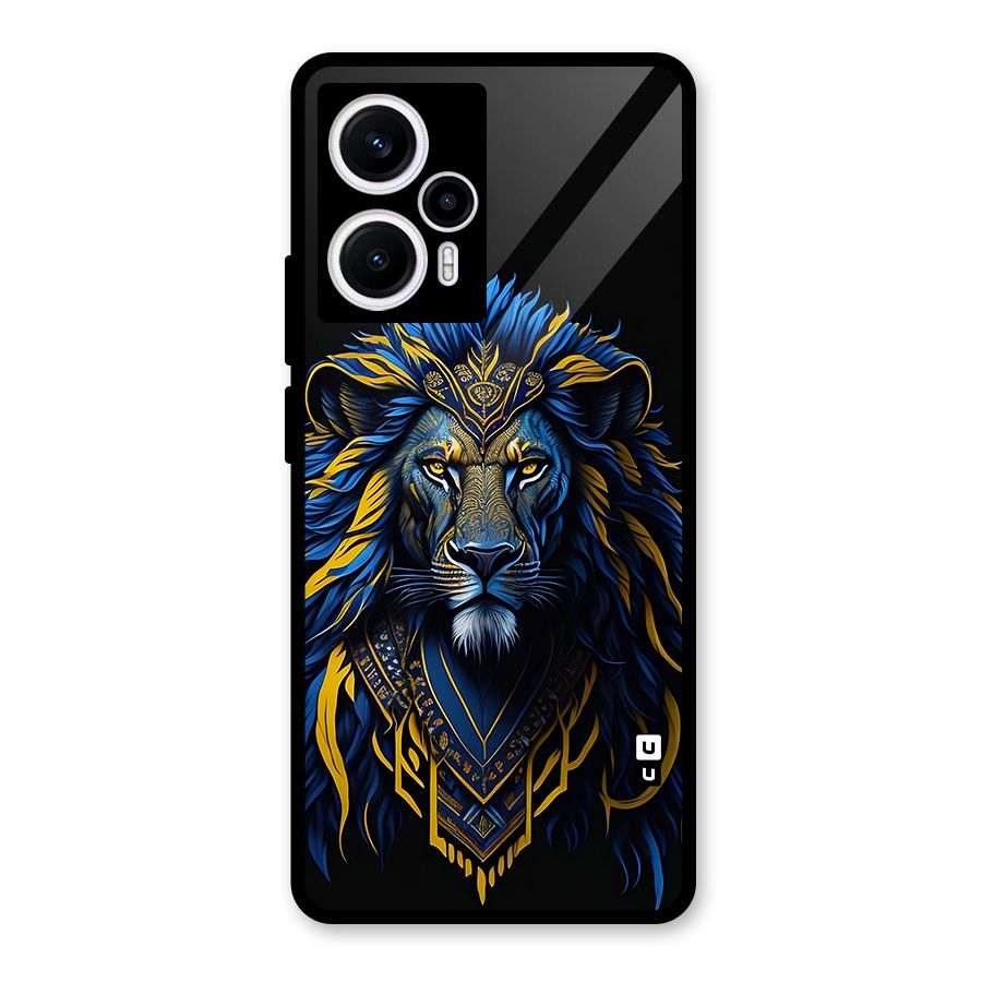 Premium Lion Abstract Portrait Art Glass Back Case for Poco F5