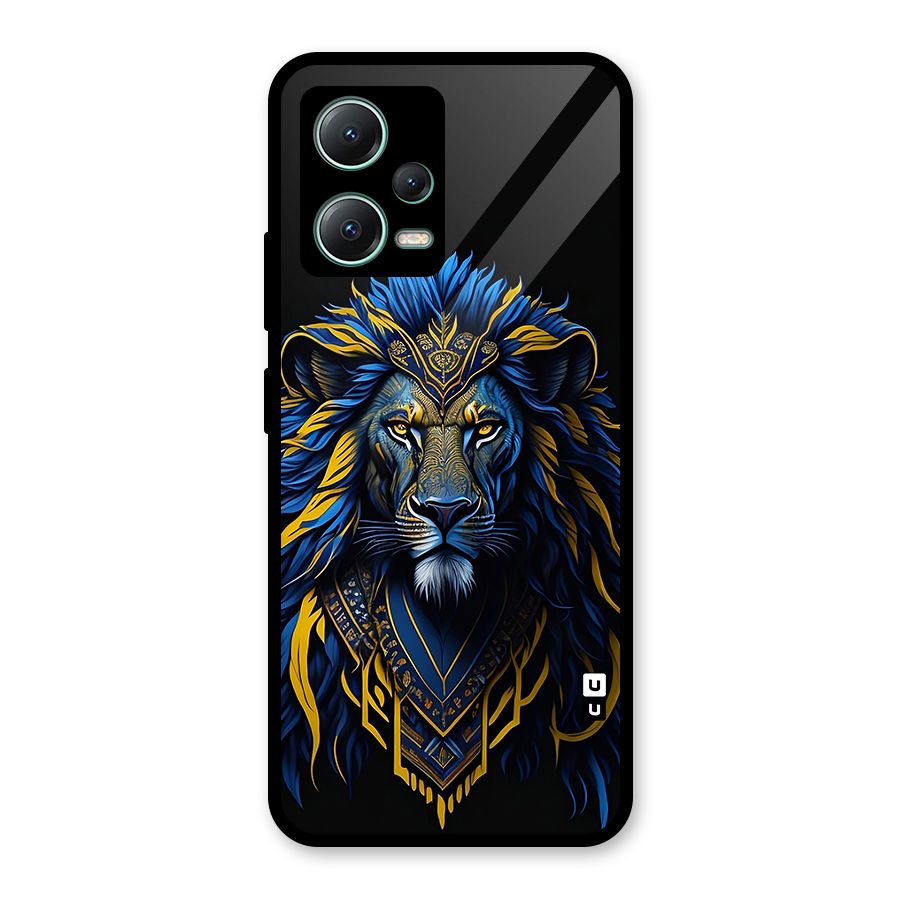 Premium Lion Abstract Portrait Art Glass Back Case for Poco X5