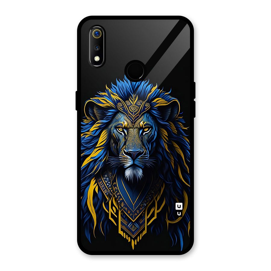 Premium Lion Abstract Portrait Art Glass Back Case for Realme 3i