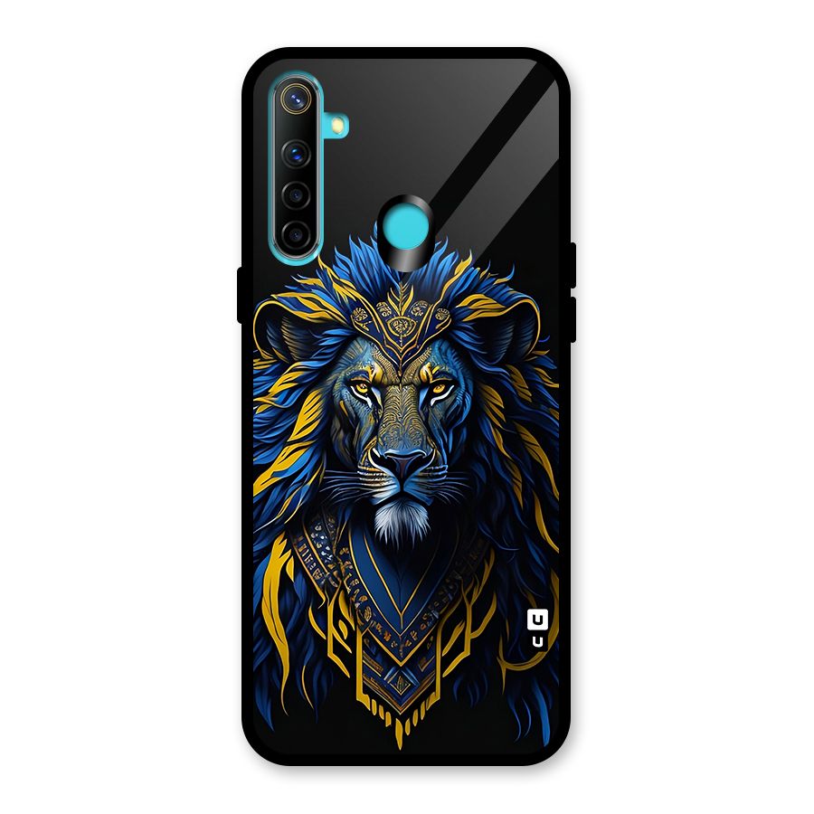 Premium Lion Abstract Portrait Art Glass Back Case for Realme 5