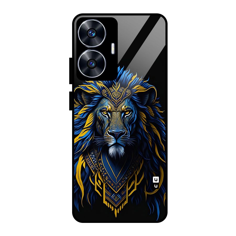 Premium Lion Abstract Portrait Art Glass Back Case for Realme Narzo N55