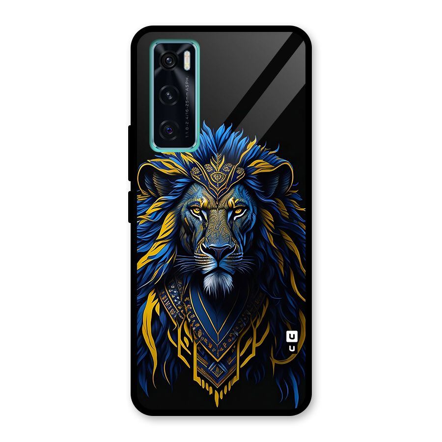 Premium Lion Abstract Portrait Art Glass Back Case for Vivo V20 SE