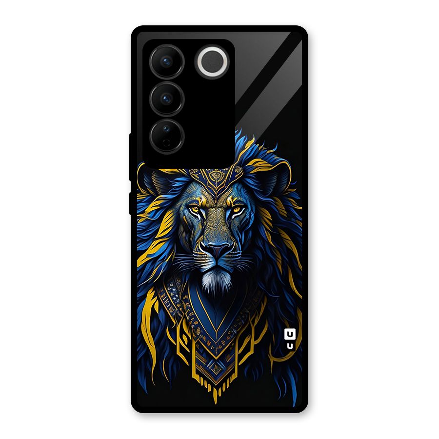 Premium Lion Abstract Portrait Art Glass Back Case for Vivo V27