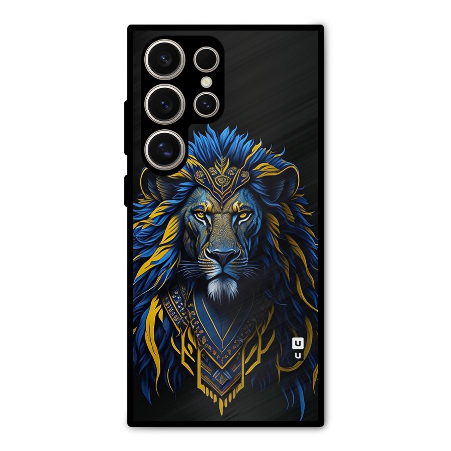 Premium Lion Abstract Portrait Art Metal Back Case for Galaxy S24 Ultra