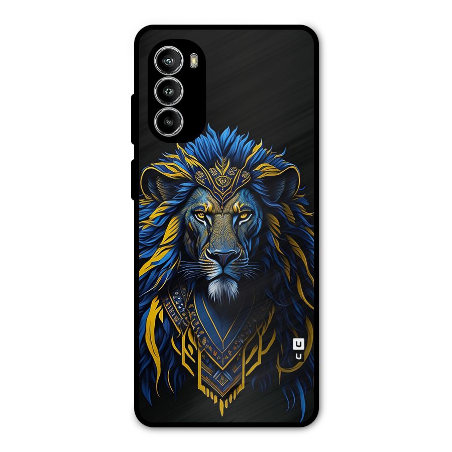 Premium Lion Abstract Portrait Art Metal Back Case for Moto G52