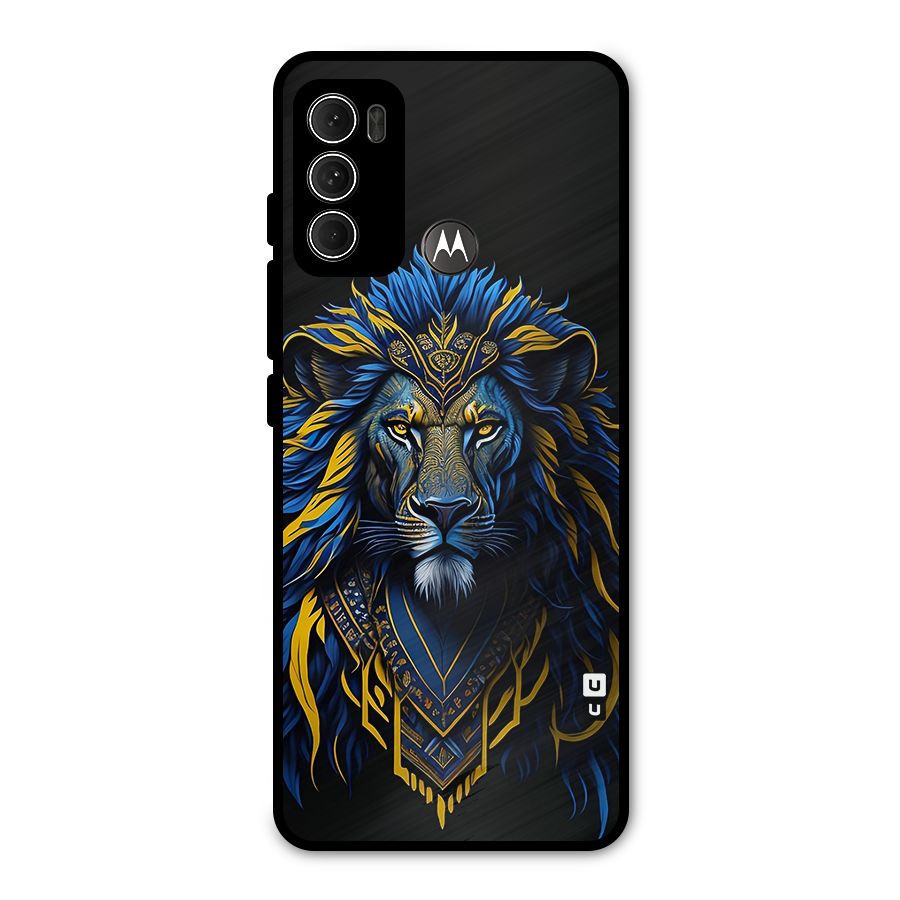 Premium Lion Abstract Portrait Art Metal Back Case for Moto G60