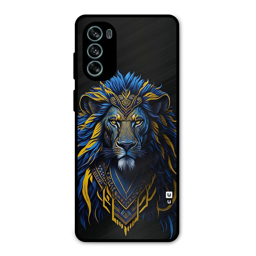 Premium Lion Abstract Portrait Art Metal Back Case for Moto G62