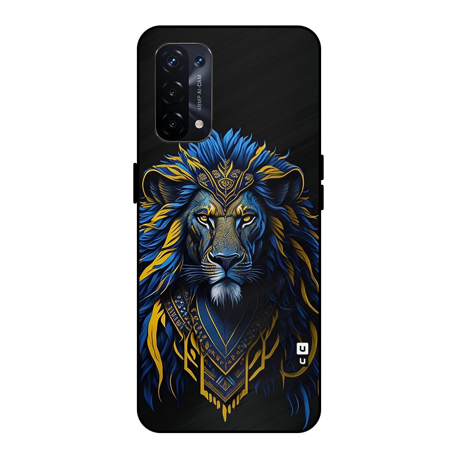 Premium Lion Abstract Portrait Art Metal Back Case for Oppo A74 5G