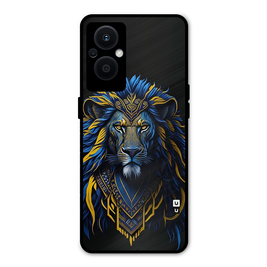 Premium Lion Abstract Portrait Art Metal Back Case for Oppo F21 Pro 5G