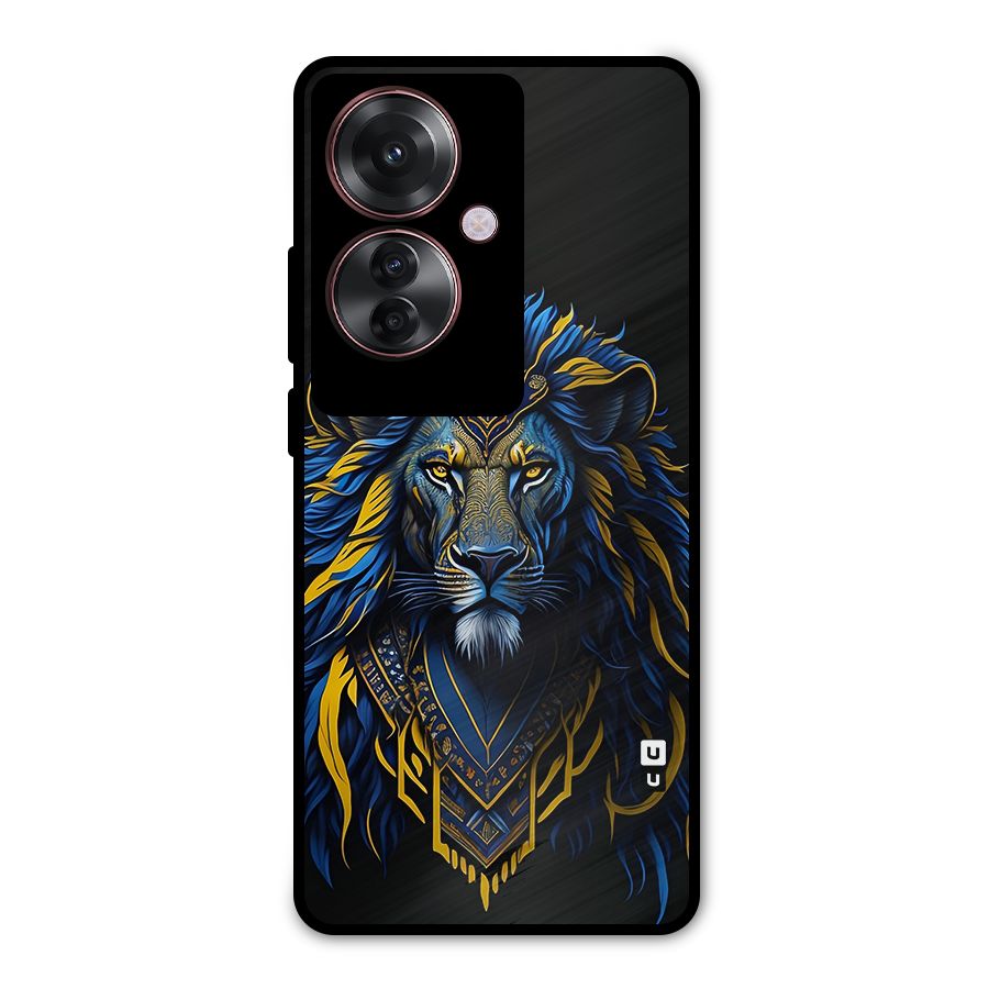 Premium Lion Abstract Portrait Art Metal Back Case for Oppo F25 Pro