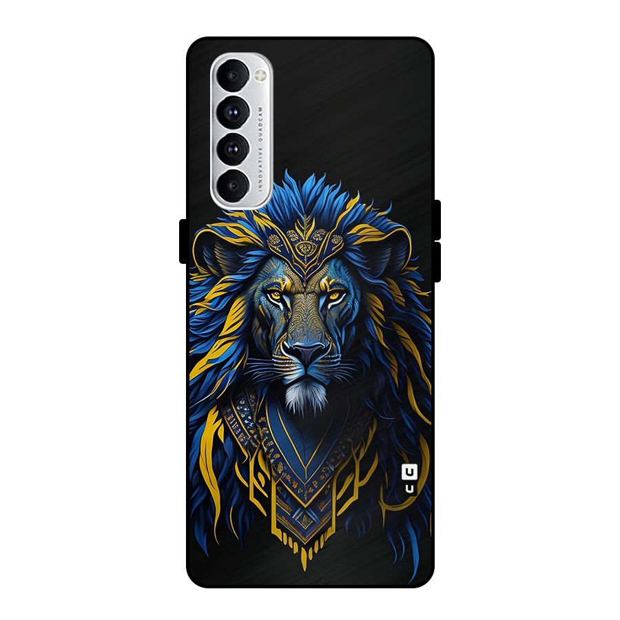 Premium Lion Abstract Portrait Art Metal Back Case for Oppo Reno4 Pro