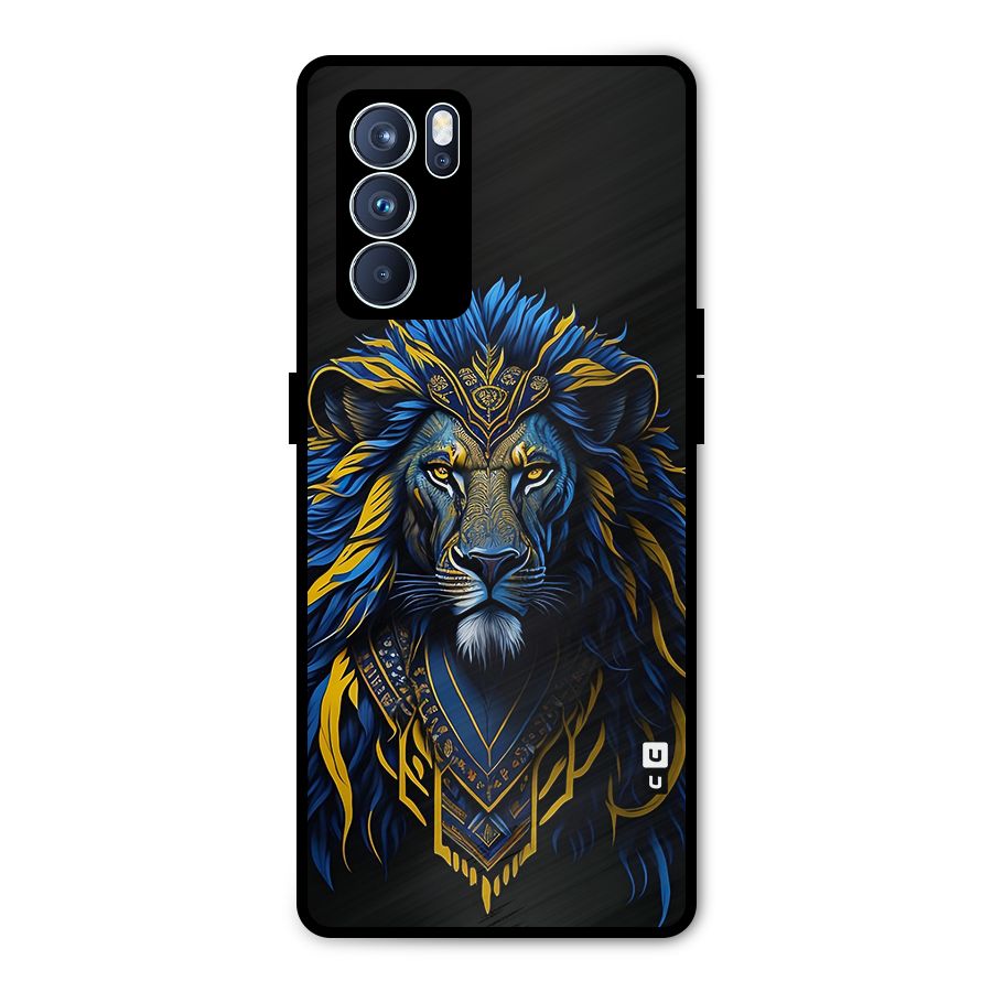 Premium Lion Abstract Portrait Art Metal Back Case for Oppo Reno6 Pro 5G