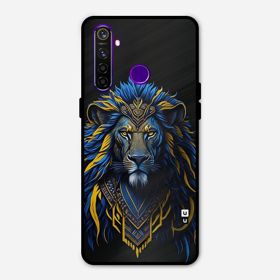 Premium Lion Abstract Portrait Art Metal Back Case for Realme 5 Pro