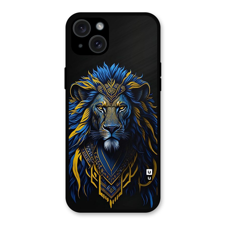 Premium Lion Abstract Portrait Art Metal Back Case for iPhone 15 Plus