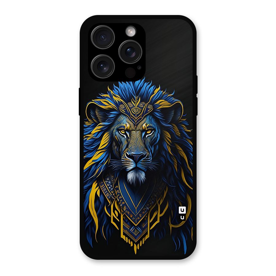 Premium Lion Abstract Portrait Art Metal Back Case for iPhone 15 Pro Max