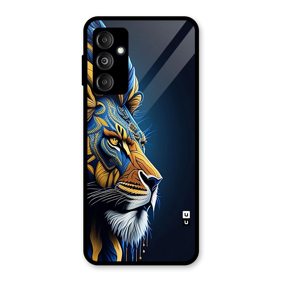 Premium Lion Abstract Side Art Glass Back Case for Galaxy M14 5G