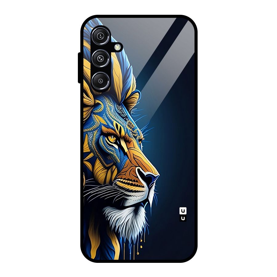 Premium Lion Abstract Side Art Glass Back Case for Galaxy M34 5G
