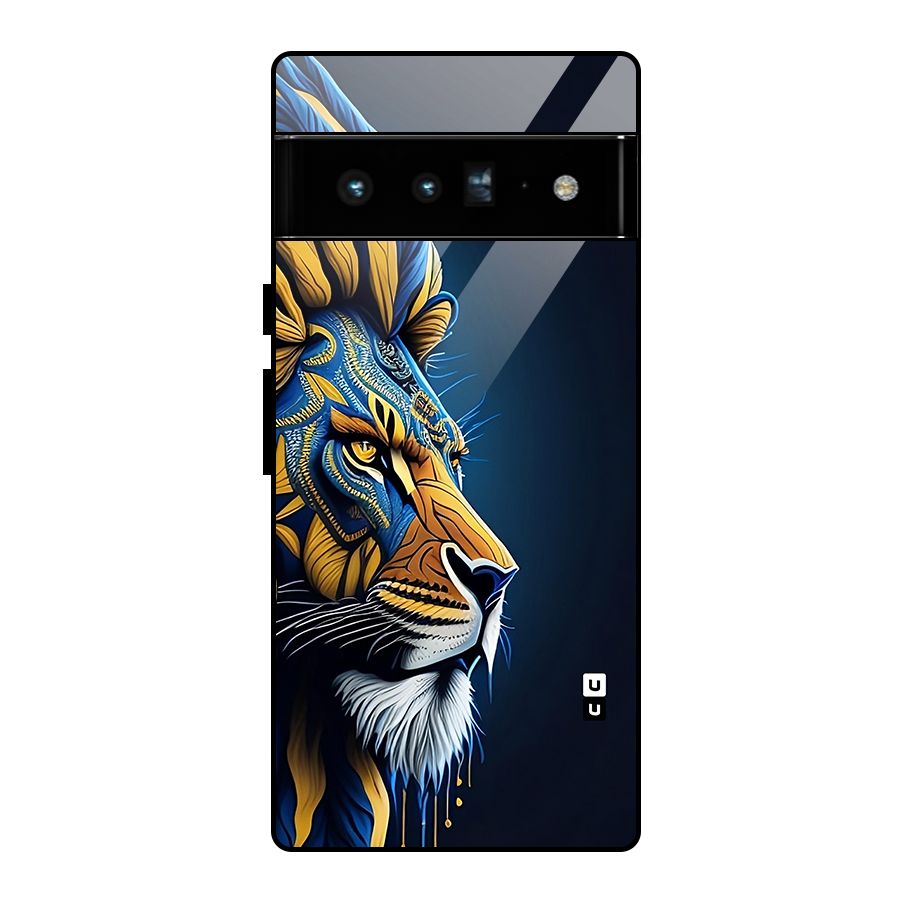 Premium Lion Abstract Side Art Glass Back Case for Google Pixel 6 Pro