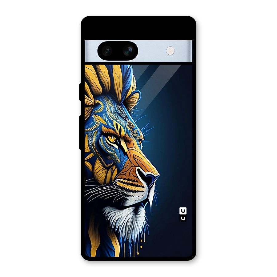 Premium Lion Abstract Side Art Glass Back Case for Google Pixel 7a