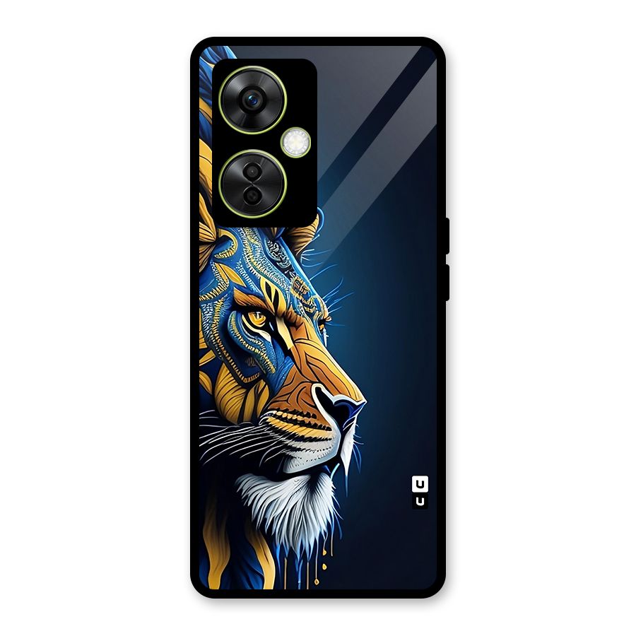Premium Lion Abstract Side Art Glass Back Case for OnePlus Nord CE 3 Lite