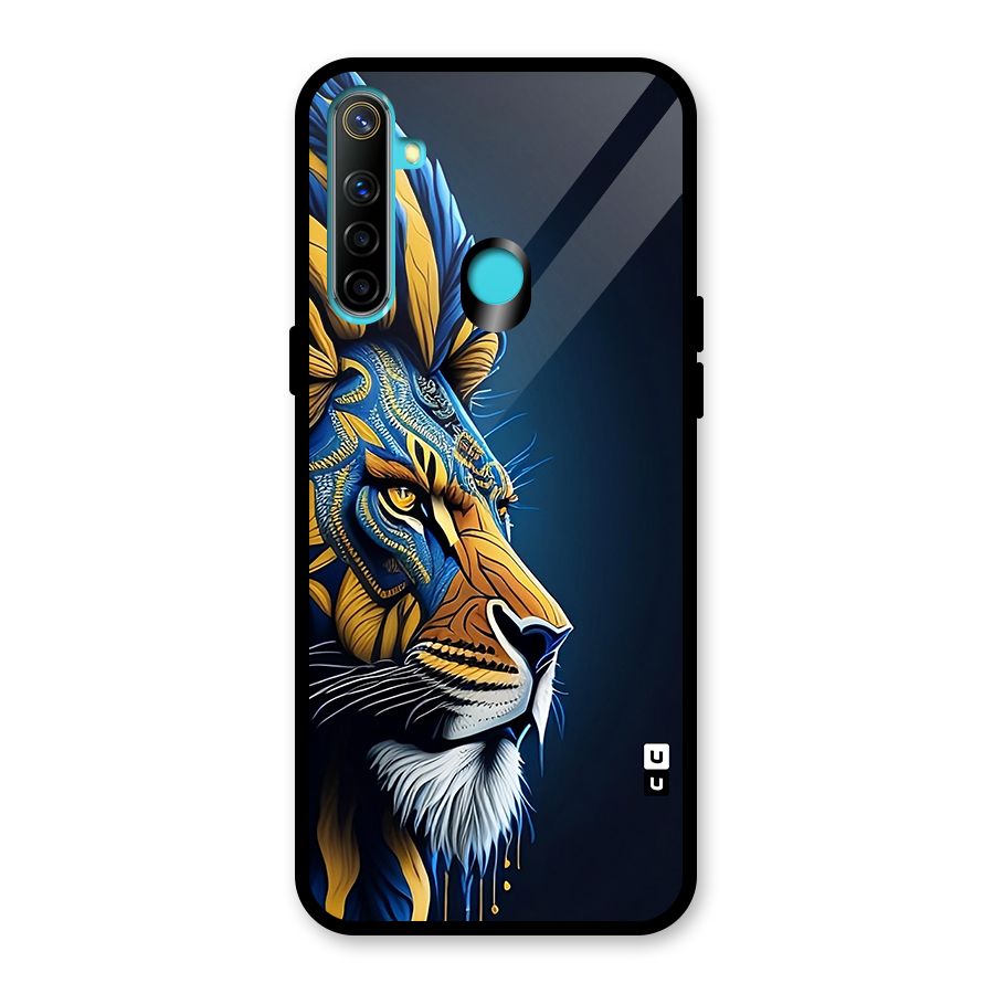 Premium Lion Abstract Side Art Glass Back Case for Realme Narzo 10