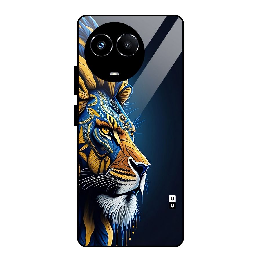 Premium Lion Abstract Side Art Glass Back Case for Realme Narzo 60X