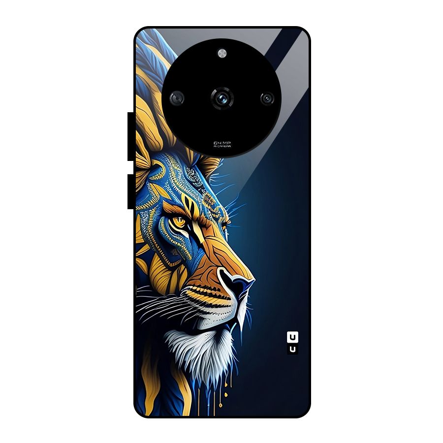 Premium Lion Abstract Side Art Glass Back Case for Realme Narzo 60 5G