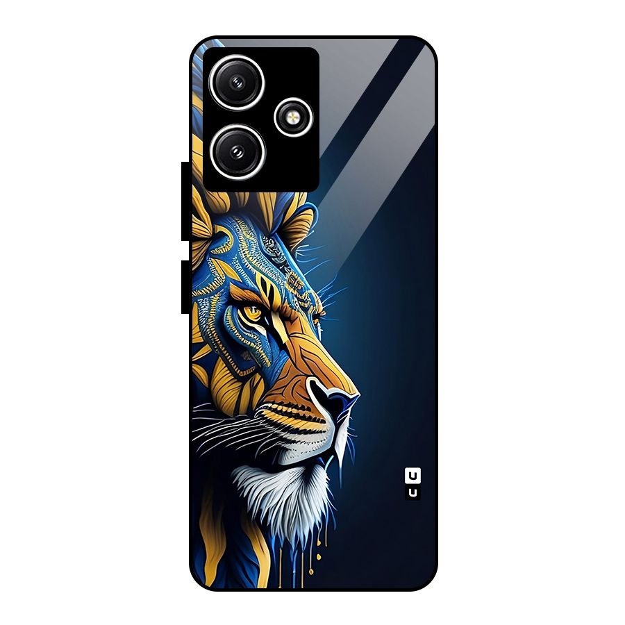 Premium Lion Abstract Side Art Glass Back Case for Redmi 12 5G