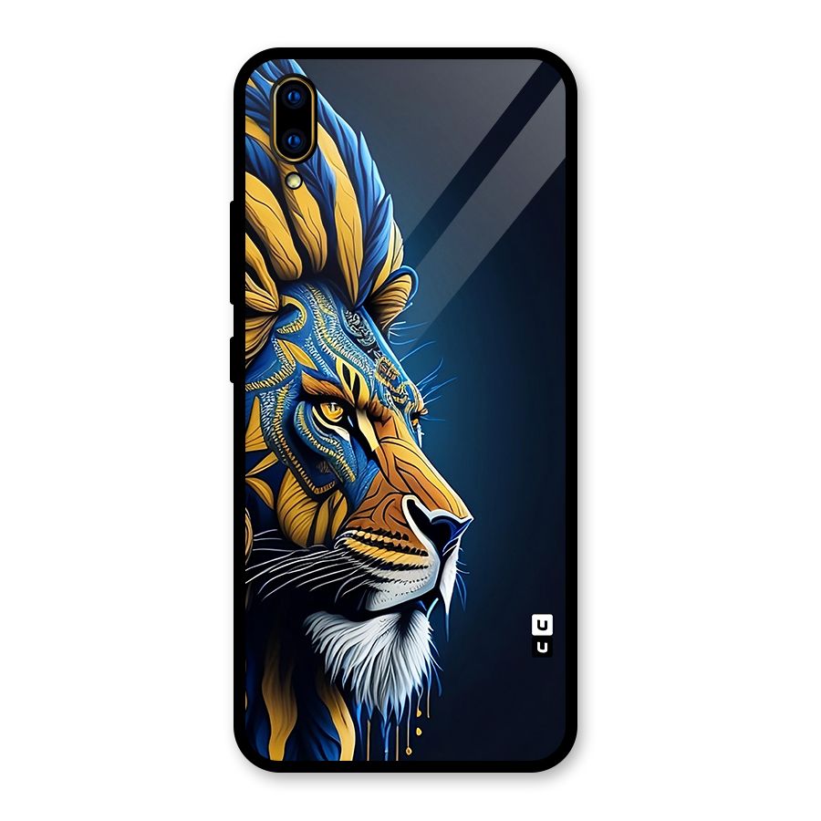 Premium Lion Abstract Side Art Glass Back Case for Vivo V11 Pro