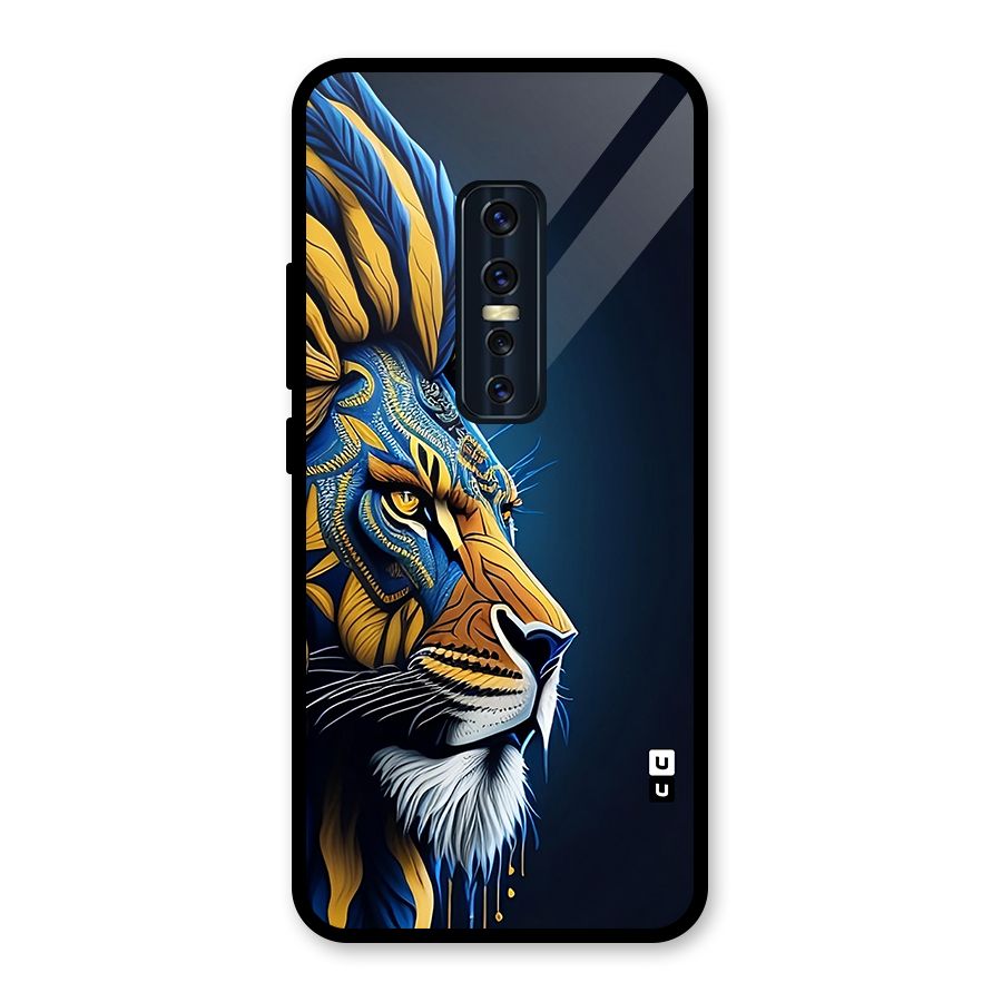 Premium Lion Abstract Side Art Glass Back Case for Vivo V17 Pro