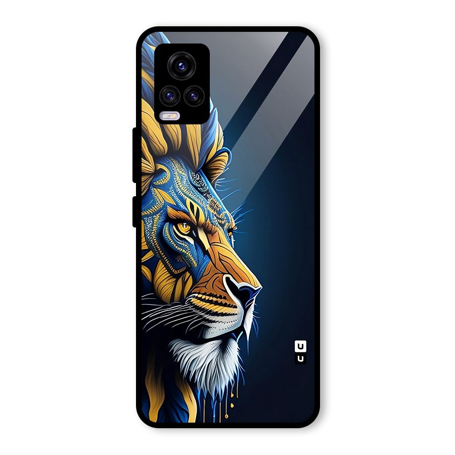 Premium Lion Abstract Side Art Glass Back Case for Vivo V20 2021