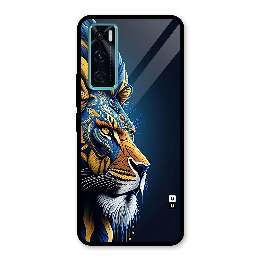 Premium Lion Abstract Side Art Glass Back Case for Vivo V20 SE
