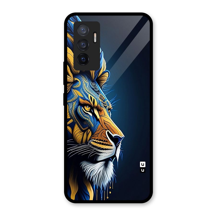 Premium Lion Abstract Side Art Glass Back Case for Vivo V23e