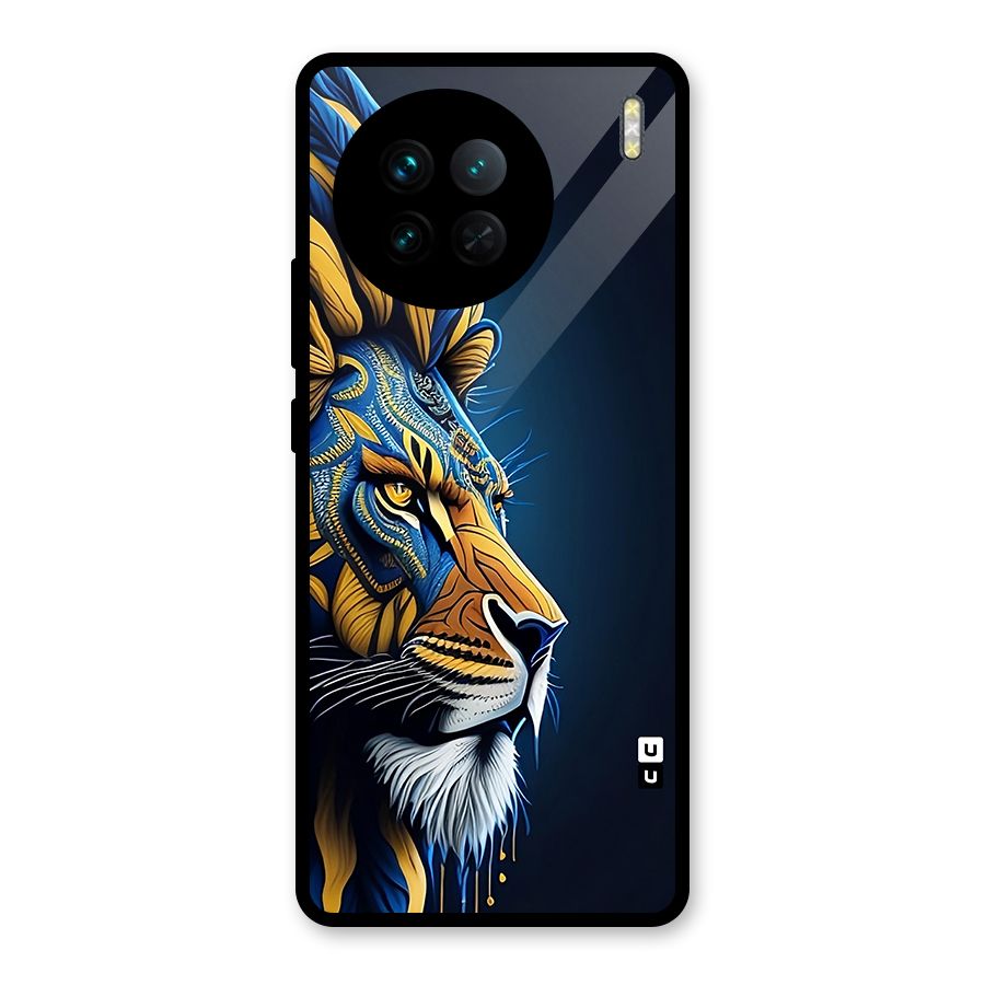 Premium Lion Abstract Side Art Glass Back Case for Vivo X90